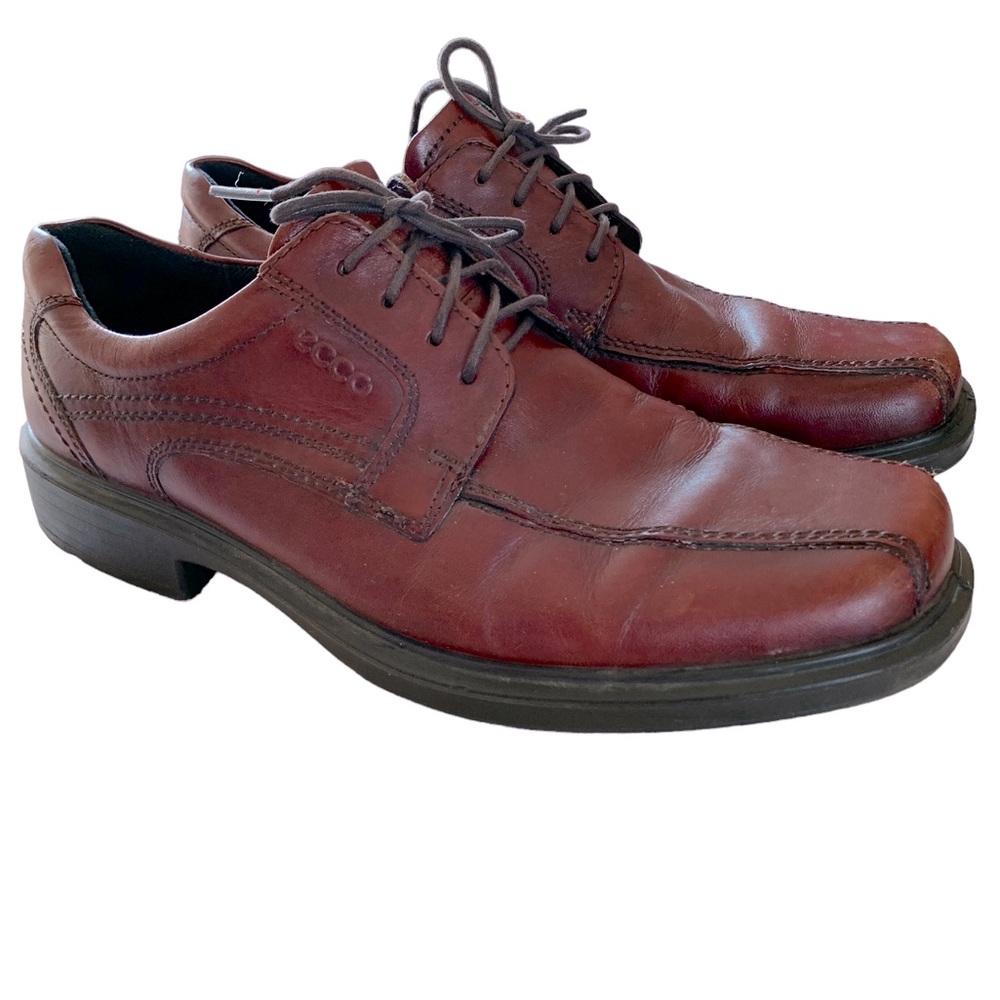 Ecco Brown Leather Lace Up Oxford Shoes Men Size 44 Size 10.5